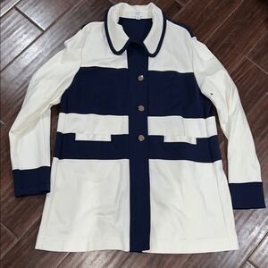 Crown & Ivy Navy and White Trench Coat